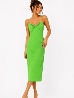 zara green leaf print dress ZARA tropical print leaf midi slip dress sz XS